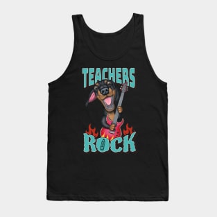 Funny Cute Doxie  Dachshund Dog Teachers Rock Fur Baby Tank Top